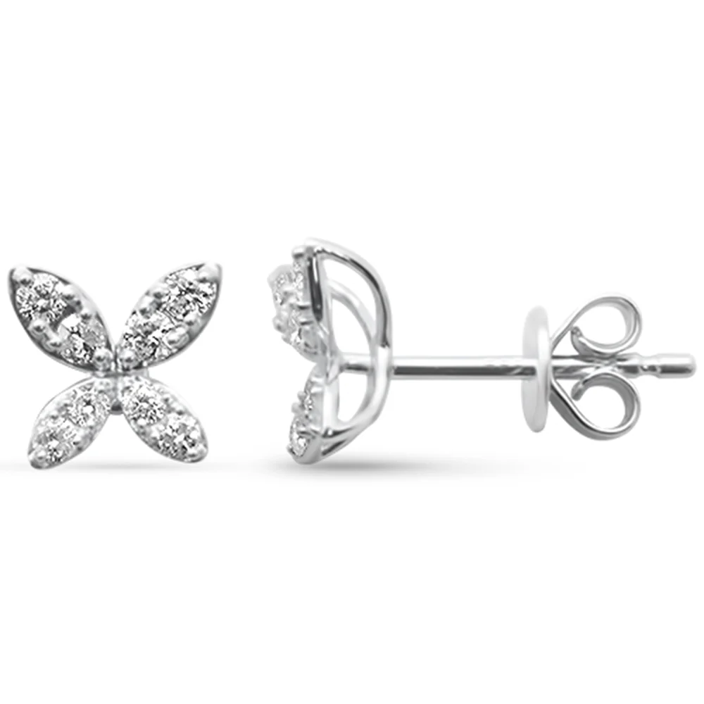 .34ct G SI 14K White Gold Diamond Flower Earrings