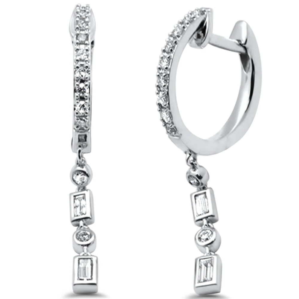 <span style="color:purple">SPECIAL!</span> .27ct G SI 14K White Gold Diamond Dangling Hoop Earrings