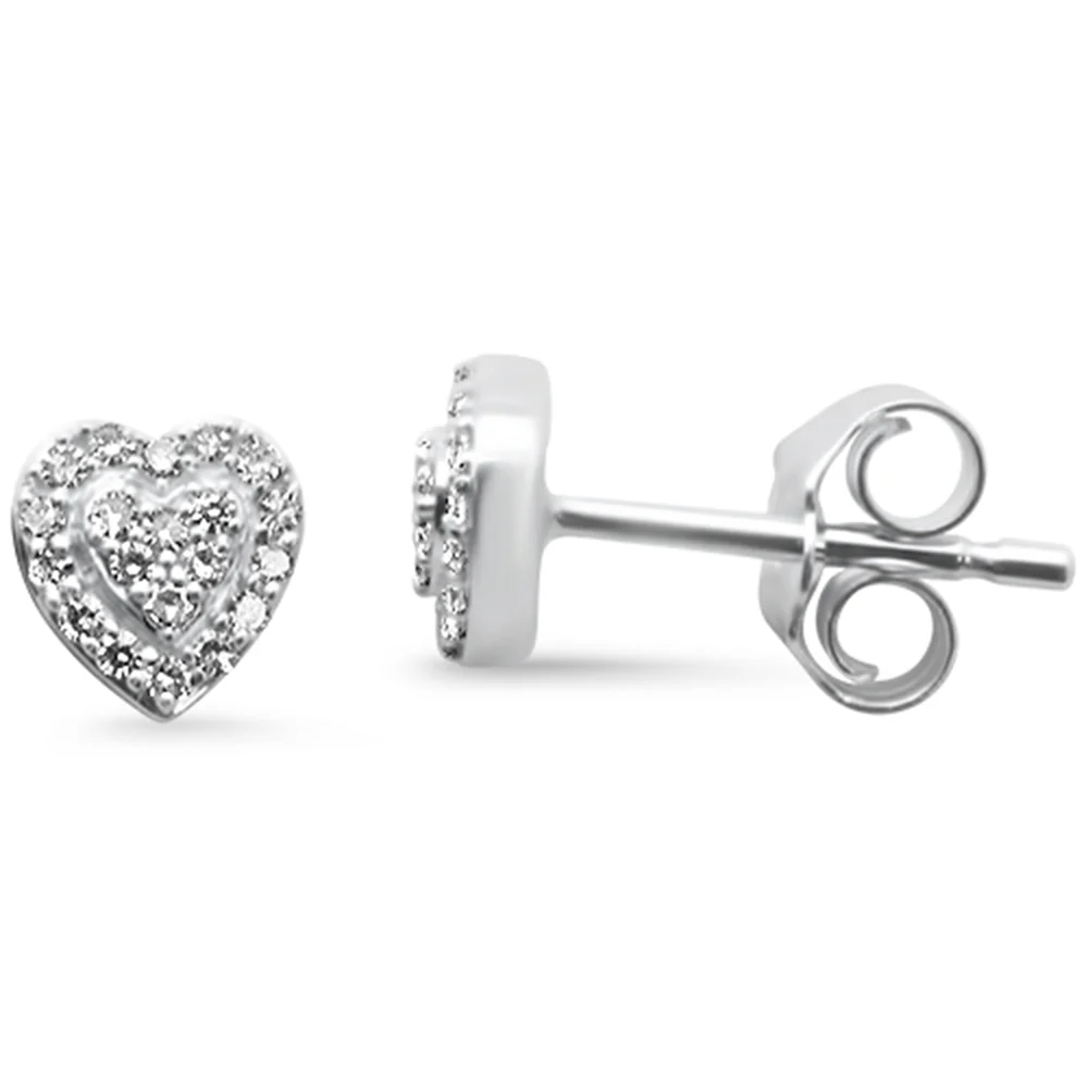 .13ct G SI 14K White Gold Diamond Heart Shape Earrings