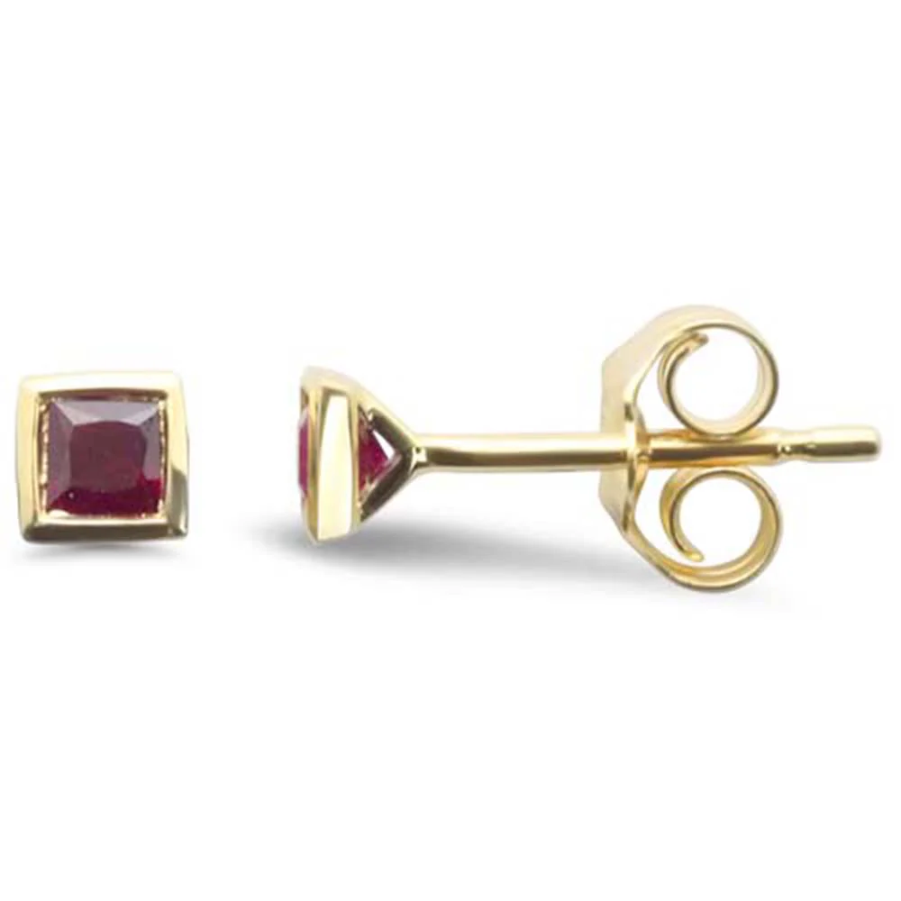 .27ct G SI 14K Yellow Gold Ruby Gemstones Petite Earrings