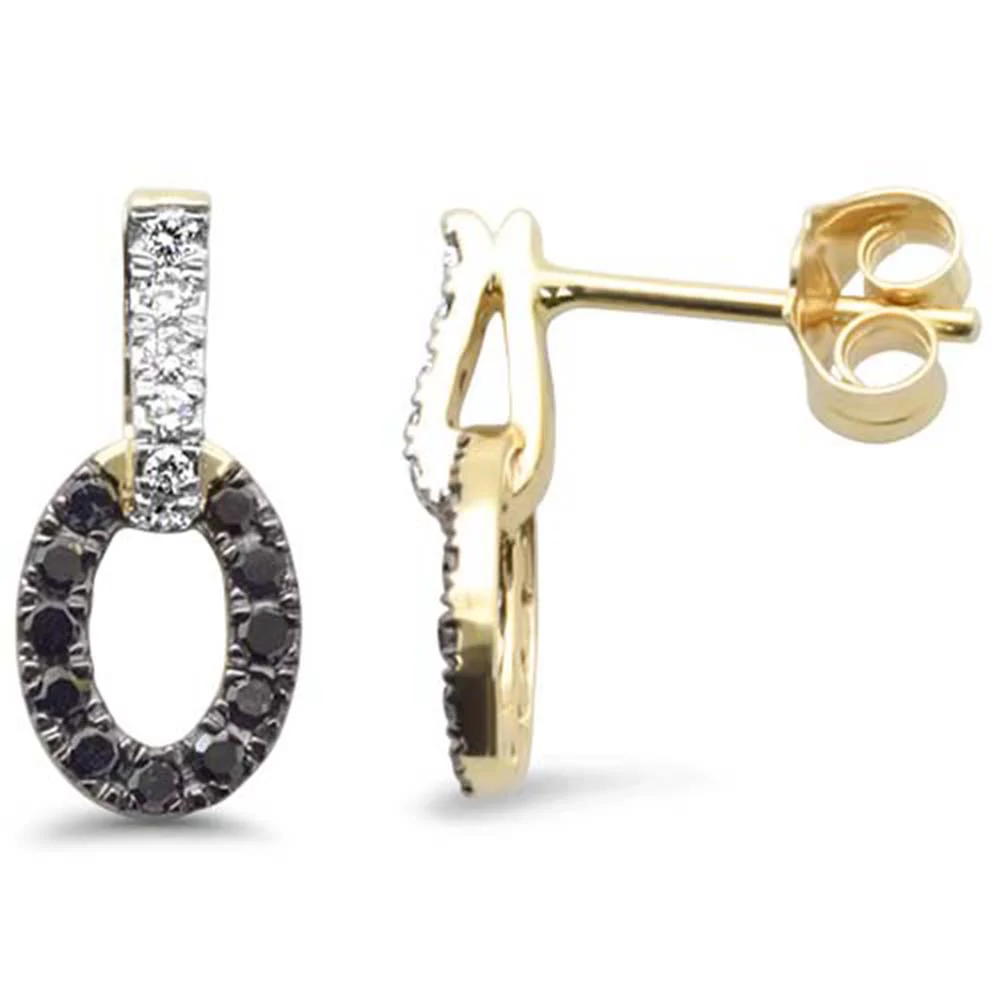 <span style="color:purple">SPECIAL!</span> .35ct G SI 14K Yellow Gold Black & White Diamond Drop Earrings