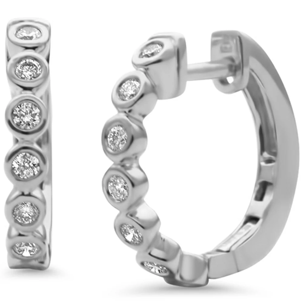 <span style="color:purple">SPECIAL!</span>.25ct G SI 14K White Gold Diamond Petite Hoop Earrings