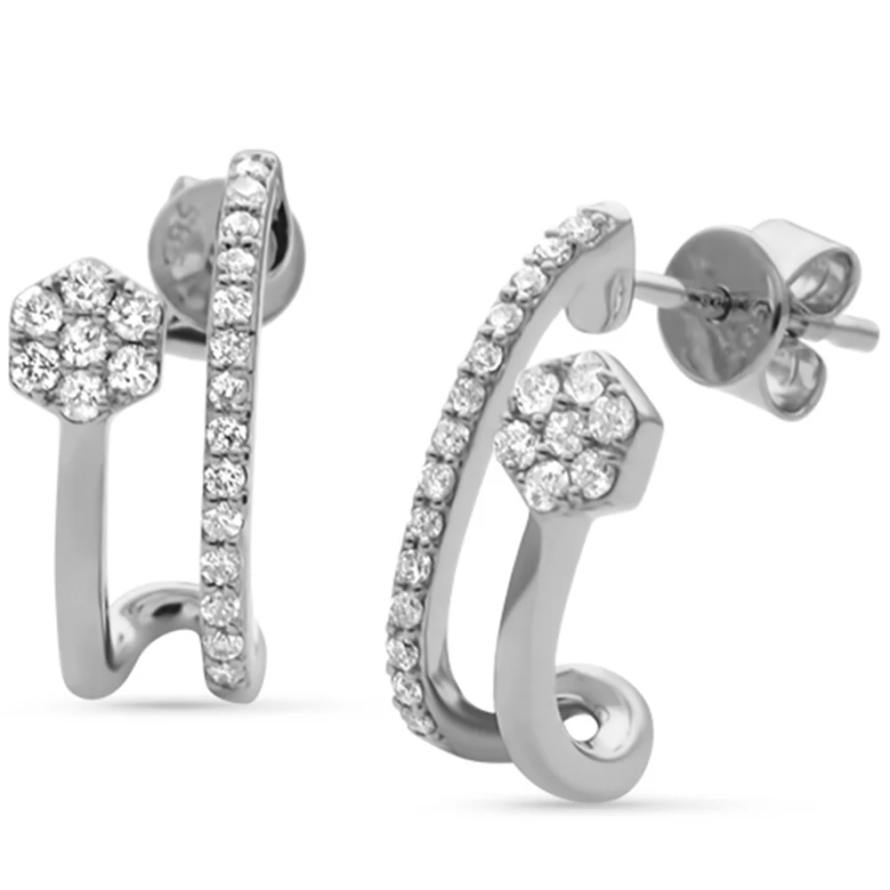 <span style="color:purple">SPECIAL!</span> .34ct G SI 14K White Gold Diamond Double Shank J Hoop Earrings