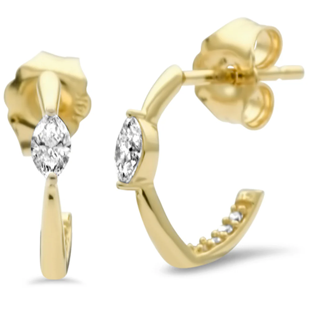 .17ct G SI 14K Yellow Gold Diamond Marquees Hoop Earrings