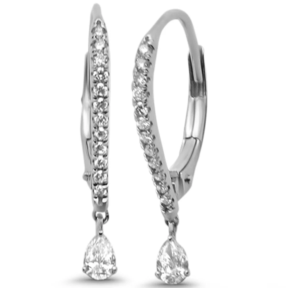 <span style="color:purple">SPECIAL!</span> .39ct G SI 14K White Gold Diamond Hoop Dangling Earrings