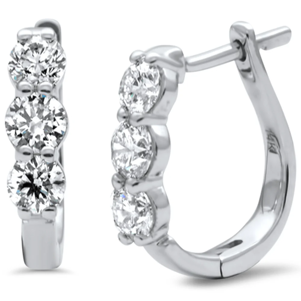 <span style="color:purple">SPECIAL!</span> 1.14ct G SI 14K White Gold Diamond Hoop Earrings