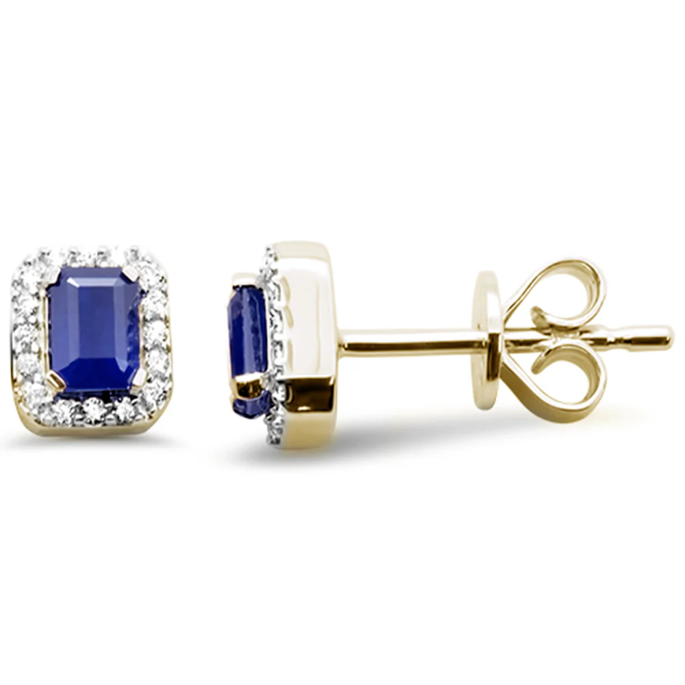 <span style="color:purple">SPECIAL!</span> .61ct G SI 14K Yellow Gold Diamond & Blue Sapphire Gemstones Earrings