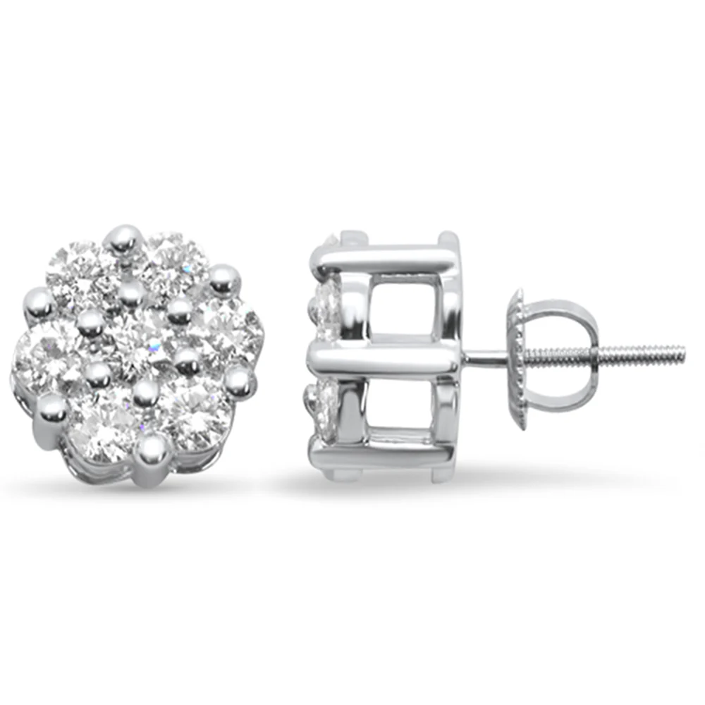 <span style="color:purple">SPECIAL!</span> 1.50ct G SI 14K White Gold Diamond Flower Screw Back Earrings