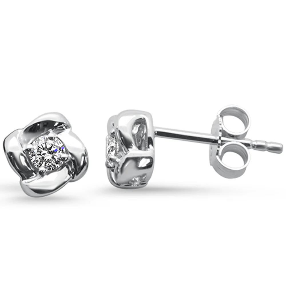 <span style="color:purple">SPECIAL!</span> .19ct G SI 14K White Gold Diamond Flower Stud Earrings