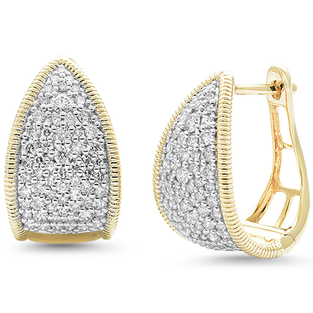 <span style="color:purple">SPECIAL!</span>.97ct G SI 14K Yellow Gold Modern Pave Set Diamond Earrings