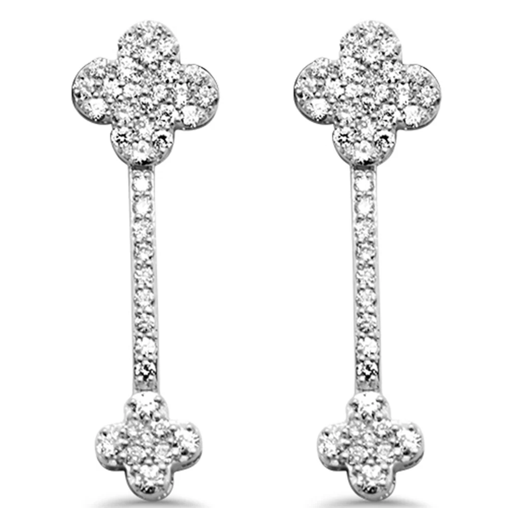 <span style="color:purple">SPECIAL!</span>.50ct G SI 14K White Gold Diamond Clover Design Drop Earrings