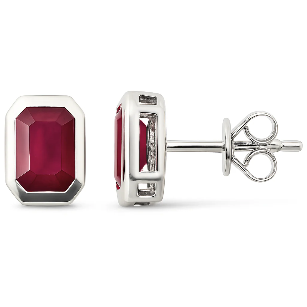 <span style="color:purple">SPECIAL!</span> 1.64ct G SI 14K White Gold Ruby Gemstone Stud Earrings