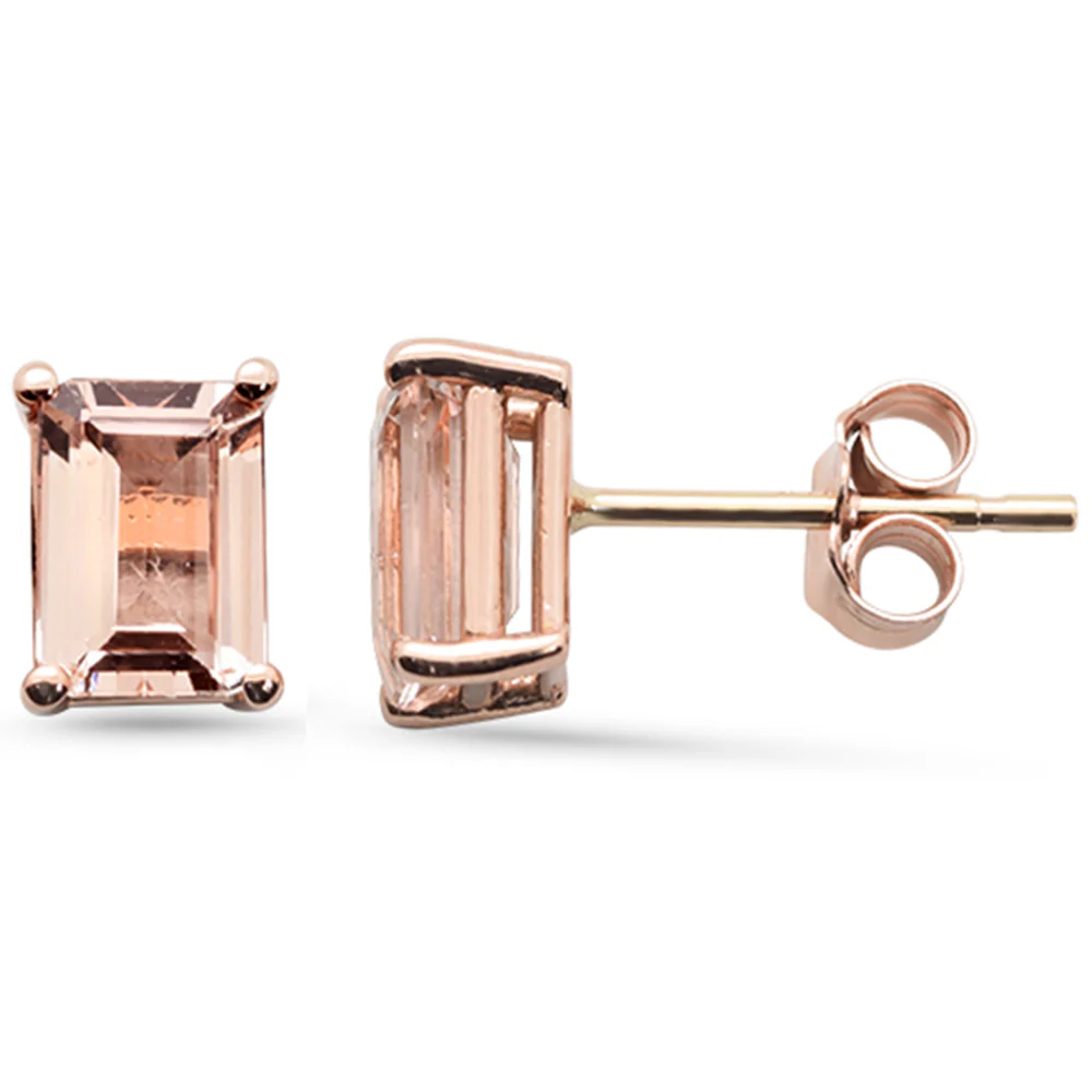 <span style="color:purple">SPECIAL!</span>1.60ct G SI 14K Rose Gold Morganite Gemstone Stud Earrings