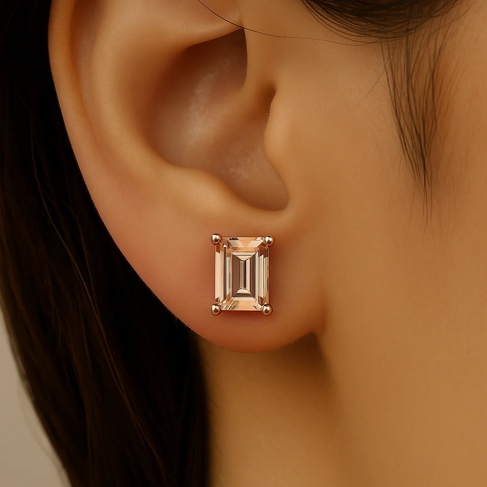 <span style="color:purple">SPECIAL!</span>1.60ct G SI 14K Rose Gold Morganite Gemstone Stud Earrings - Image 2