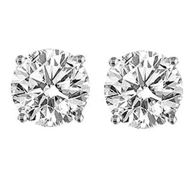 <span style="color:purple">SPECIAL!</span> 2.33ct G SI 14K White Gold Diamond Solitaire Stud Earrings