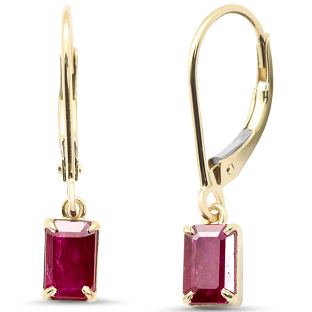 <span style="color:purple">SPECIAL!</span> 1.30ct G SI 14K Yellow Gold Ruby Gemstone Lever Back Dangling Earrings