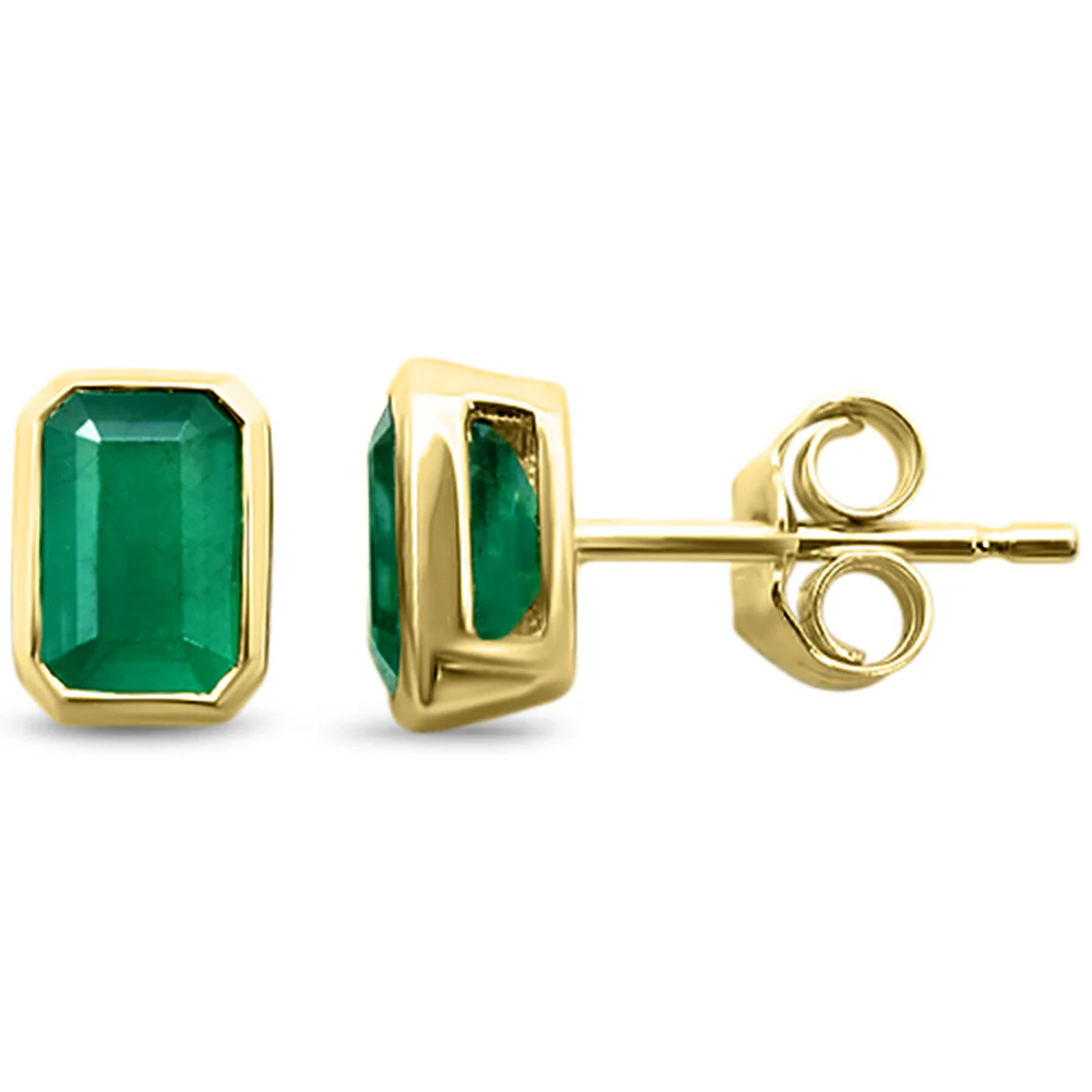 <span style="color:purple">SPECIAL!</span>1.25ct G SI 14KT Yellow Gold Emerald Gemstone Solitaire Earrings