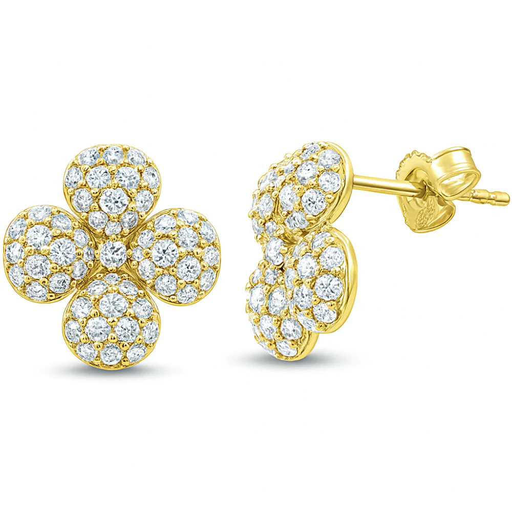 <span style="color:purple">SPECIAL!</span> .96ct G SI 14K Yellow Gold Diamond Flower Earrings