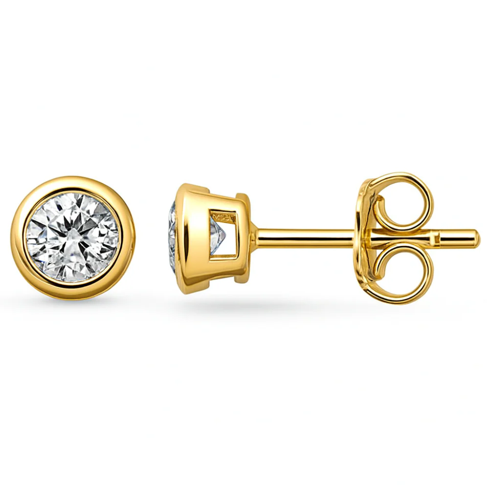 <span style="color:purple">SPECIAL!</span> .62ct G SI 14K Yellow Gold Diamond Bezel Set Solitaire Earrings