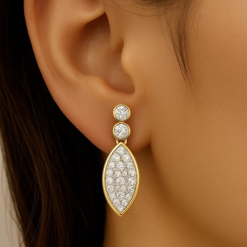 <span style="color:purple">SPECIAL!</span> .32ct G SI 14K Yellow Gold Diamond Marquise Shape Diamond Earrings - Image 2