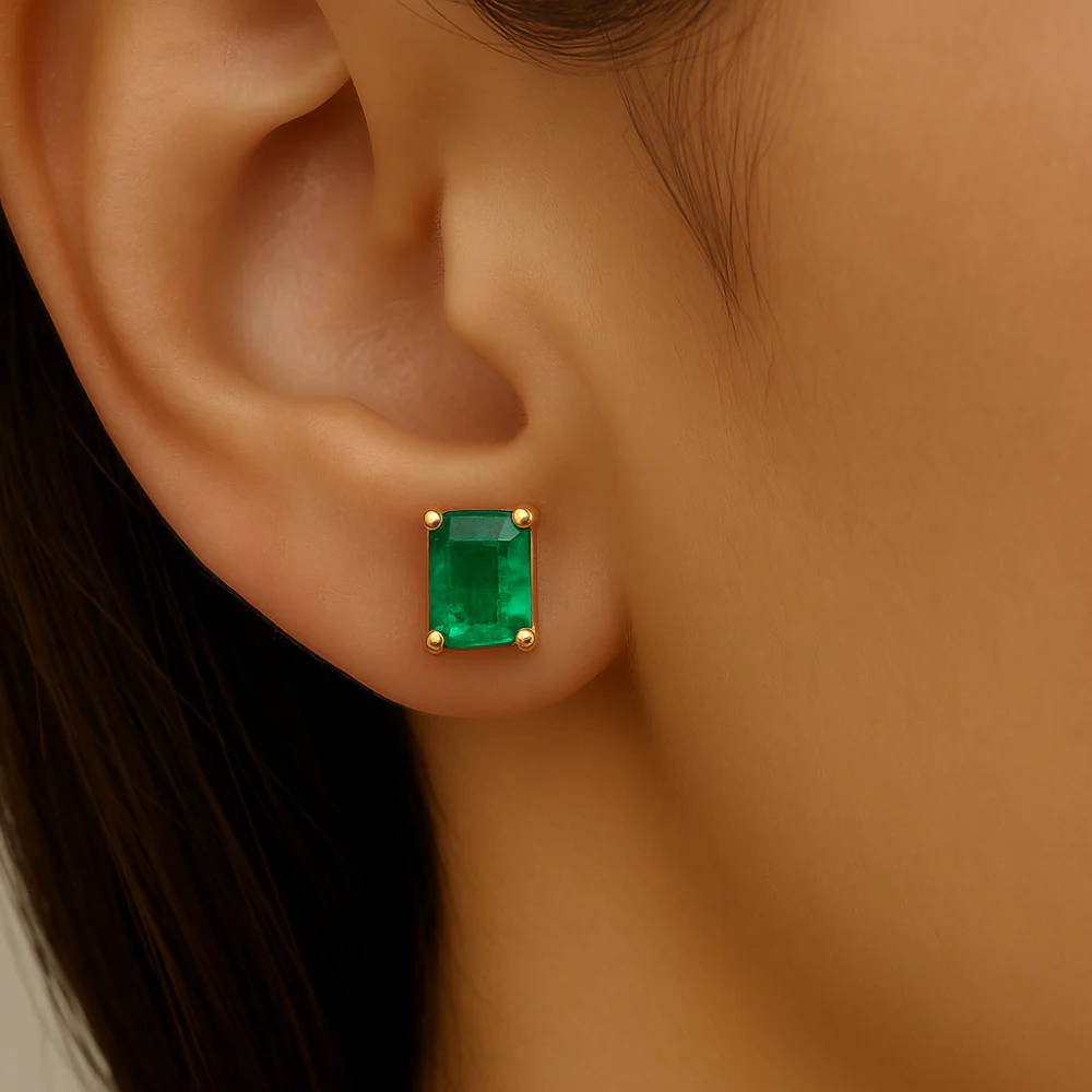 <span style="color:purple">SPECIAL!</span> 1.85ct G SI 14K Yellow Gold Emerald Gemstone Earrings - Image 2