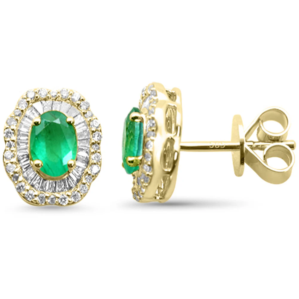 <span style="color:purple">SPECIAL!</span> 1.44ct G SI 14K Yellow Gold Diamond & Emerald Gemstone Earrings