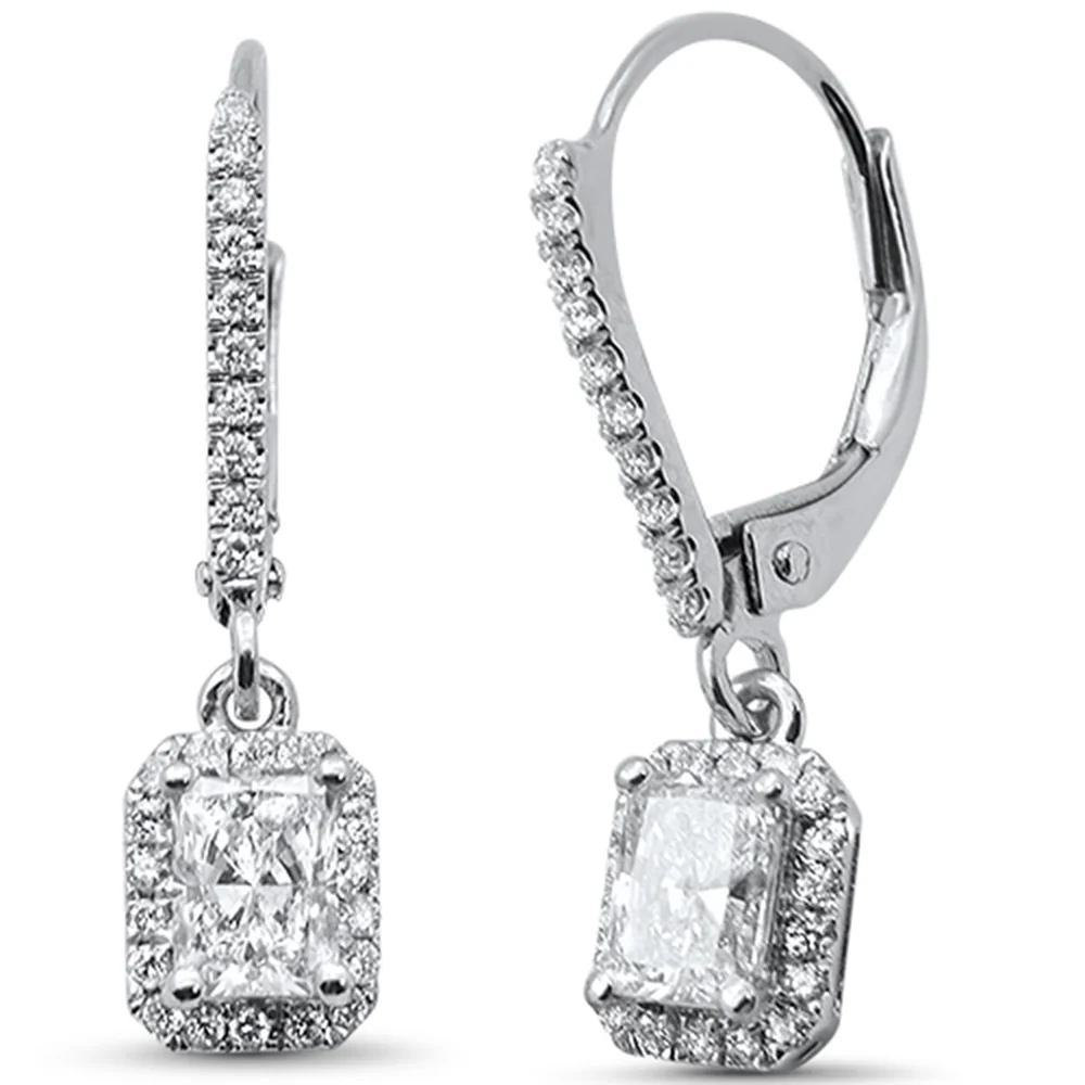 <span style="color:purple">SPECIAL!</span> 1.01ct G SI 14K White Gold Diamond Radiant Diamond Hoop Earrings