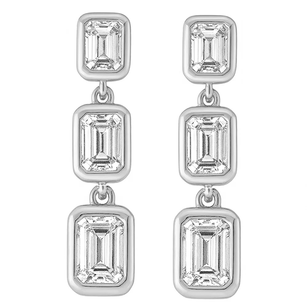 <span style="color:purple">SPECIAL!</span> .81ct G SI 14K White Gold Diamond Emerald Cut Diamond Drop Earrings