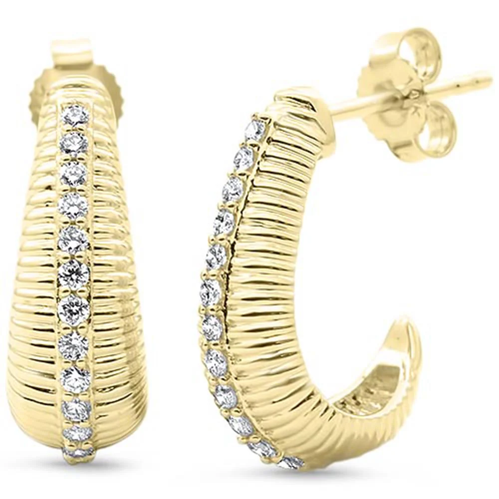 <span style="color:purple">SPECIAL!</span> .24ct G SI 14kt Yellow Gold Modern Diamond J Hoop Earrings