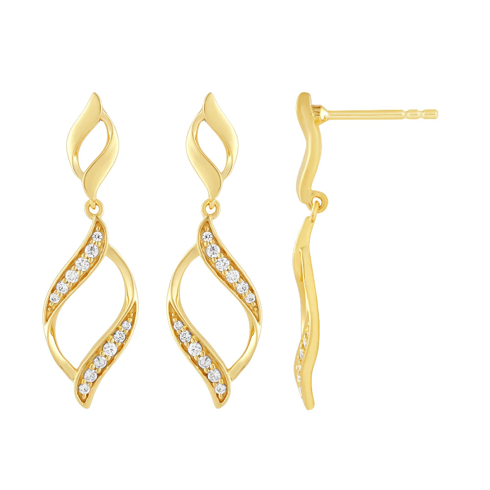 <span style="color:purple">SPECIAL!</span> .16ct G SI 14kt Yellow Gold Modern Diamond Drop Earrings