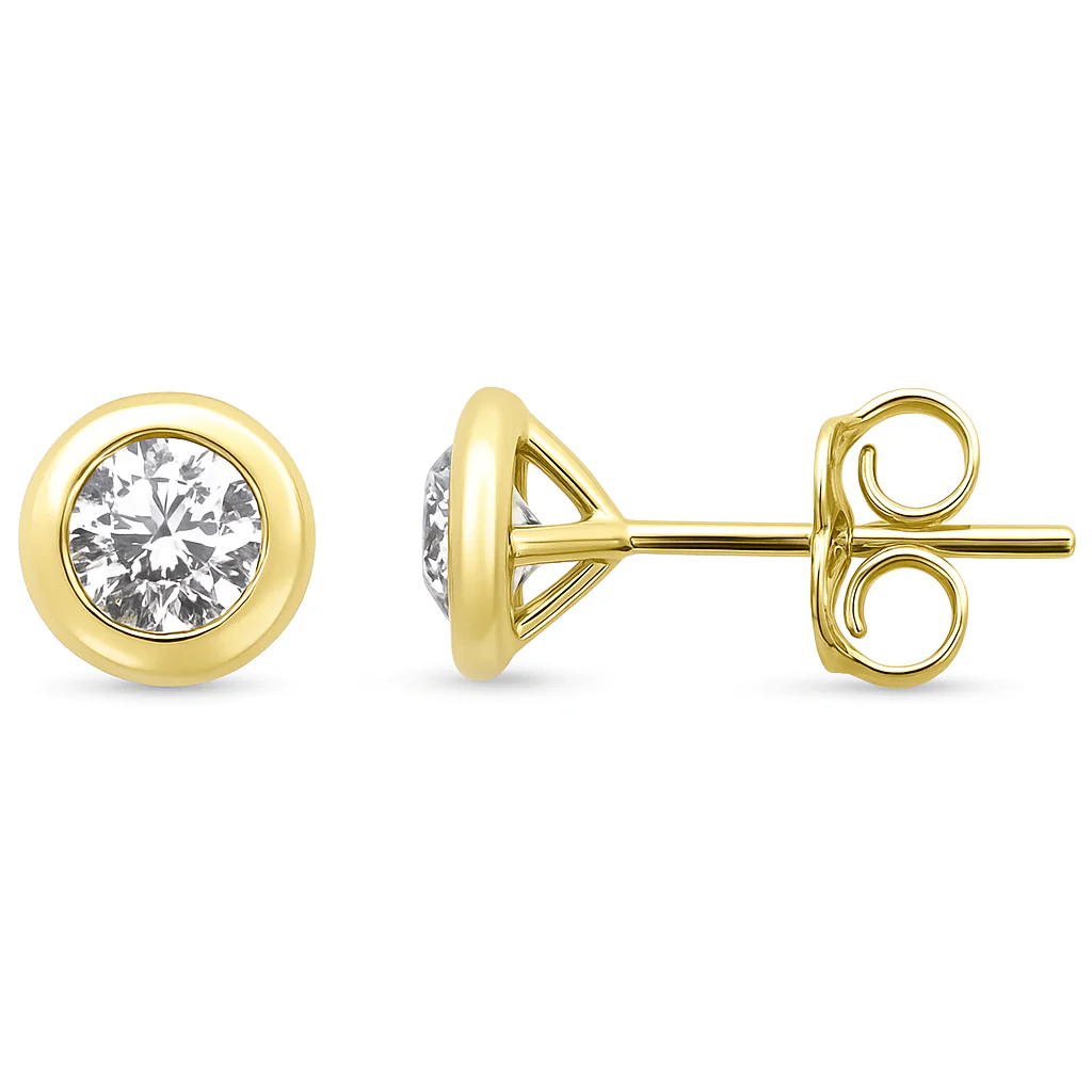 <span style="color:purple">SPECIAL!</span> .65ct G SI 14K Yellow Gold Round Diamond Bezel Set Stud Earrings