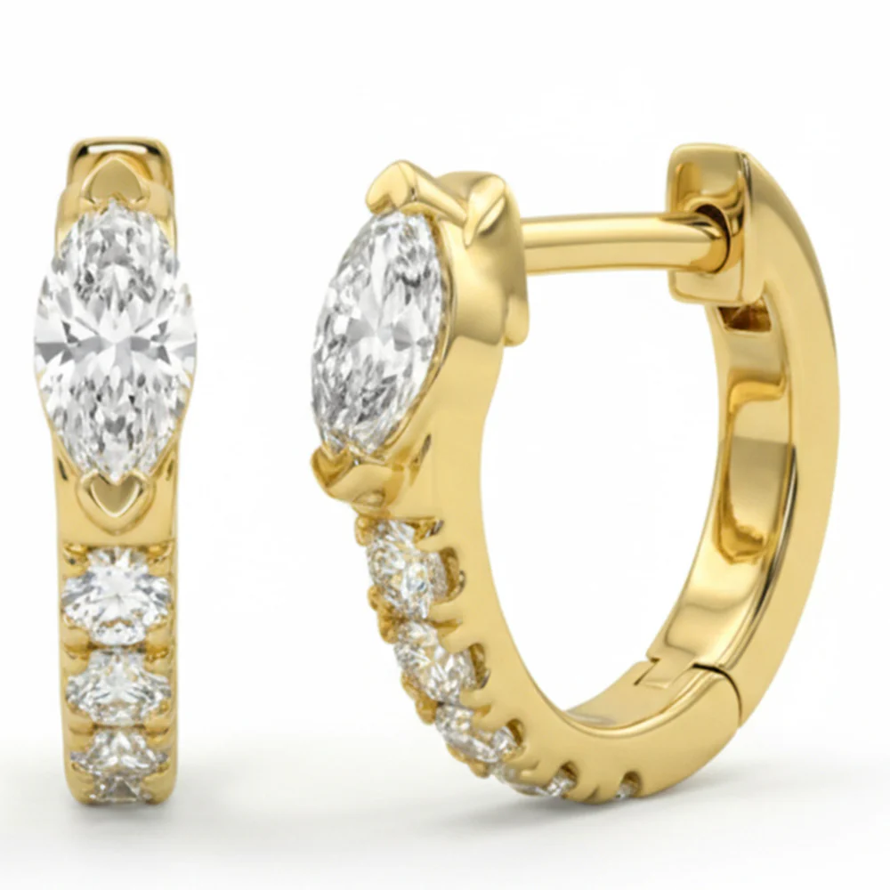 <span style="color:purple">SPECIAL!</span> .42ct G SI 14kt Yellow Gold Marquise Diamond Hoop Earrings