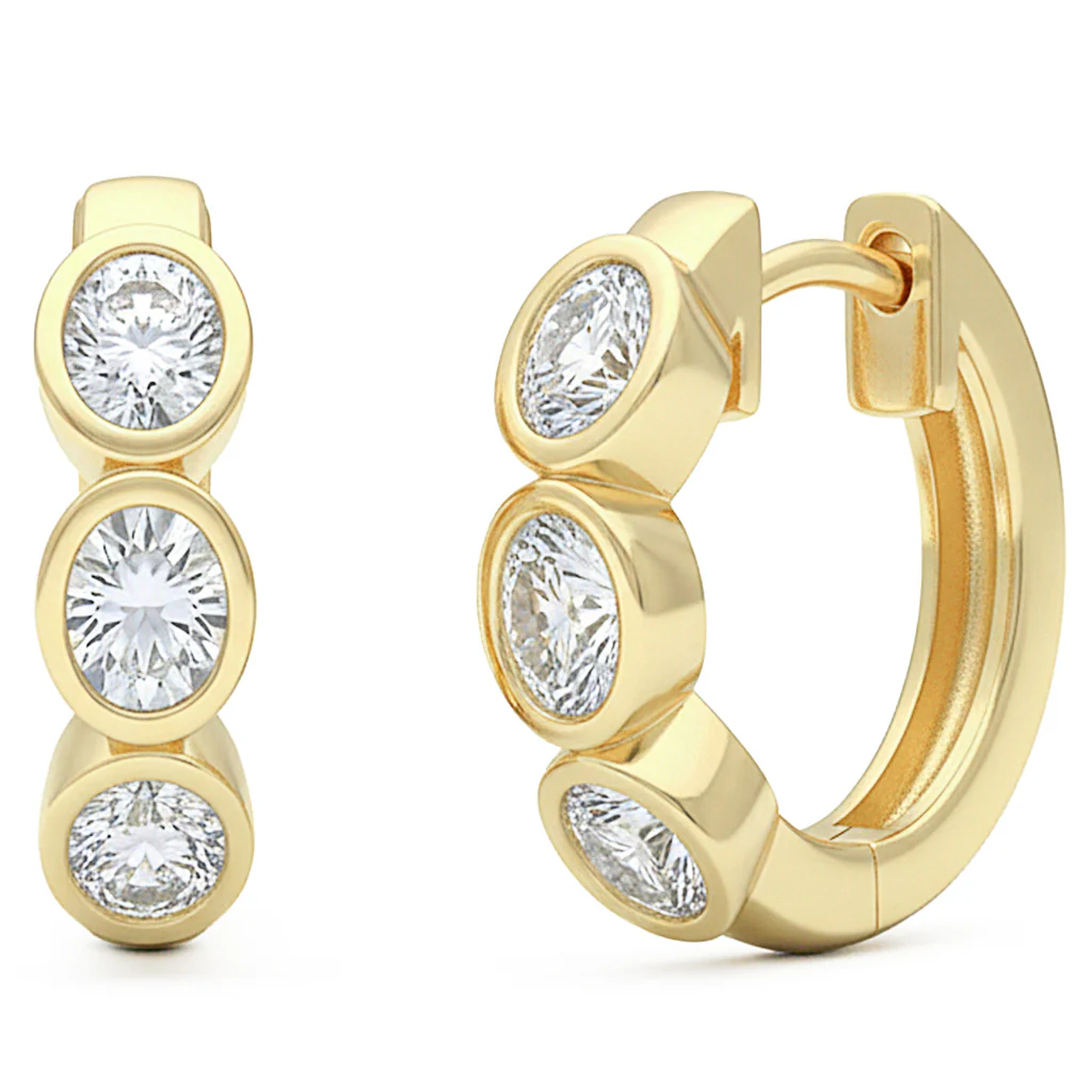 <span style="color:purple">SPECIAL!</span> .51ct G SI 14kt Yellow Gold Oval Diamond Bezel Set Hoop Earrings