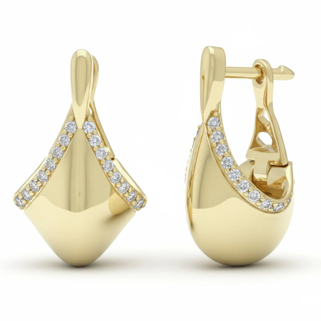 <span style="color:purple">SPECIAL!</span> .21ct G SI 14kt Yellow Gold Round Diamond Modern Earrings