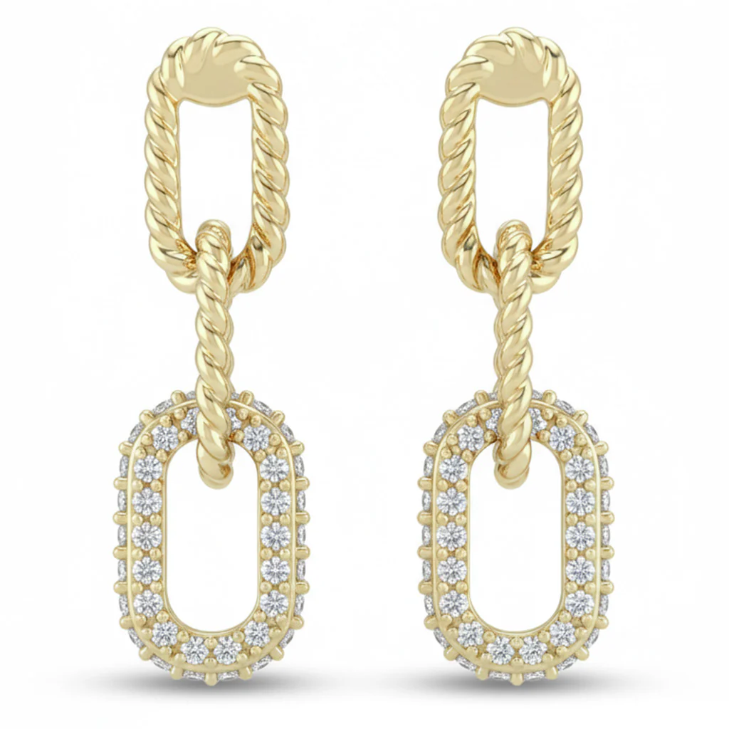 <span style="color:purple">SPECIAL!</span> .30ct G SI 14kt Yellow Gold Diamond Paper Clip Drop Earrings