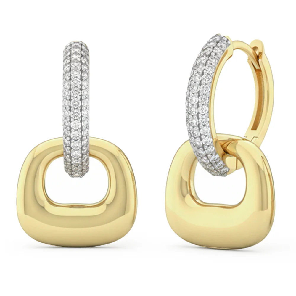 <span style="color:purple">SPECIAL!</span> .56ct G SI 14kt Yellow Gold Diamond Chunky Modern Earrings