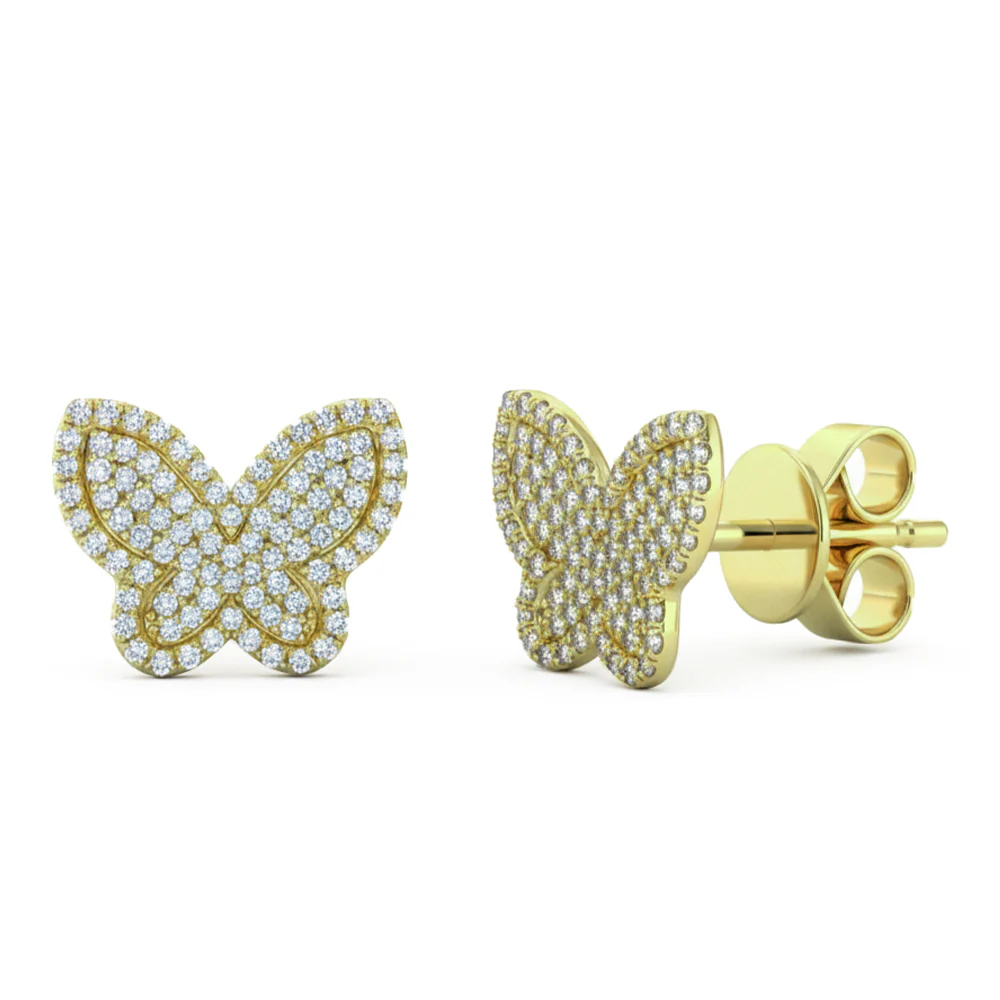 <span style="color:purple">SPECIAL!</span> .30ct G SI 14kt Yellow Gold Diamond Butterfly Studs Earrings