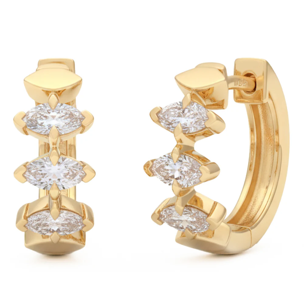 <span style="color:purple">SPECIAL!</span> .53ct G SI 14kt Yellow Gold Marquise Diamond Hoop Earrings