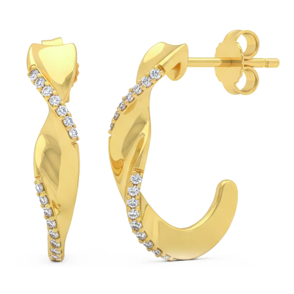 <span style="color:purple">SPECIAL!</span> .13ct G SI 14kt Yellow Gold Diamond J Hoop Earrings