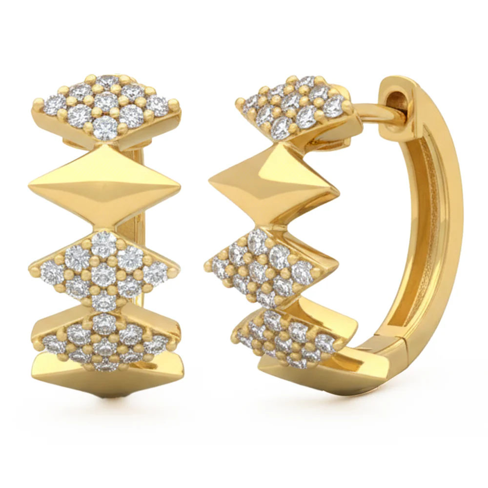 <span style="color:purple">SPECIAL!</span> .36ct G SI 14kt Yellow Gold Diamond Modern Geometric Shape Hoop Earrings