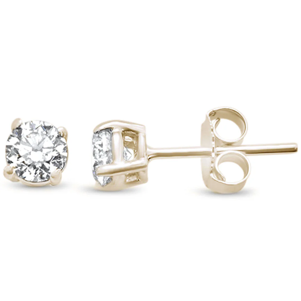 <span style="color:purple">SPECIAL!</span> .95ct G SI 14K Yellow Gold Diamond Solitaire Stud Earrings