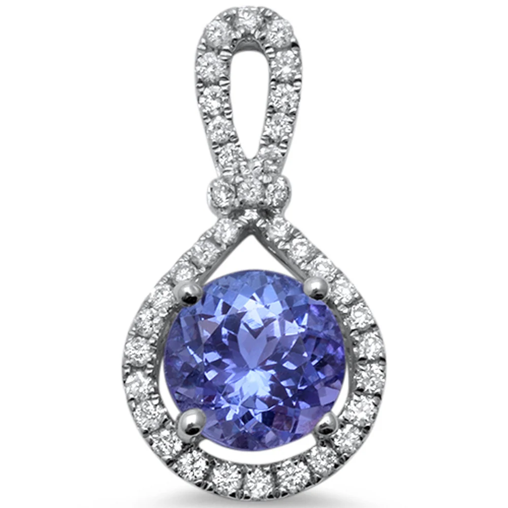 <span>GEMSTONE CLOSEOUT! </span> 1.68cts Round Tanzanite Gemstone & Diamond 14k White Gold Pendant