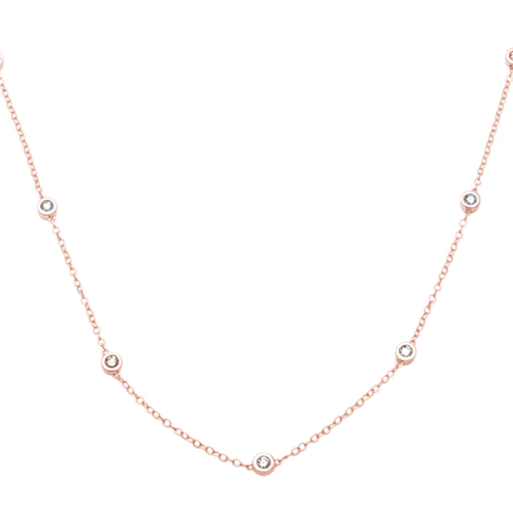 <span>DIAMOND CLOSEOUT! </span> "Diamond by the Yard" .40ct G SI 14K Rose Gold Diamond Pendant Necklace 24" Long