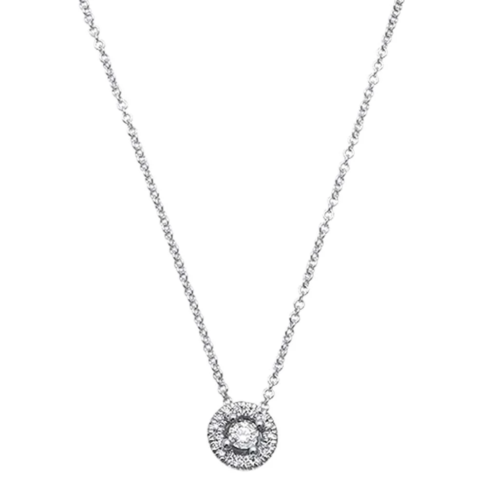 <span>DIAMOND CLOSEOUT! </span>.09ct 14kt White Gold Round Diamond Halo Pendant