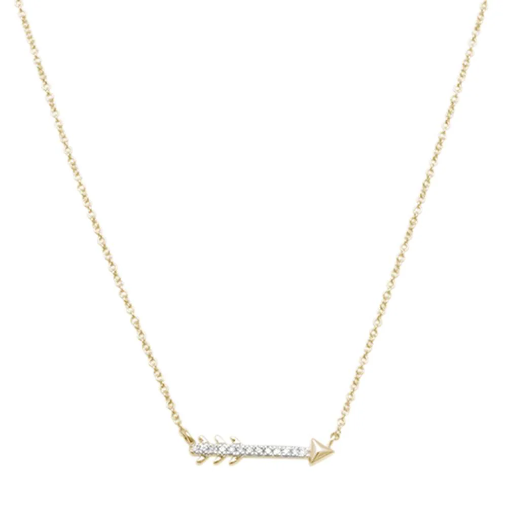 <span>DIAMOND CLOSEOUT! </span> .03ct 14kt Yellow Gold Trendy Diamond Cupid Arrow Pendant 18" Necklace
