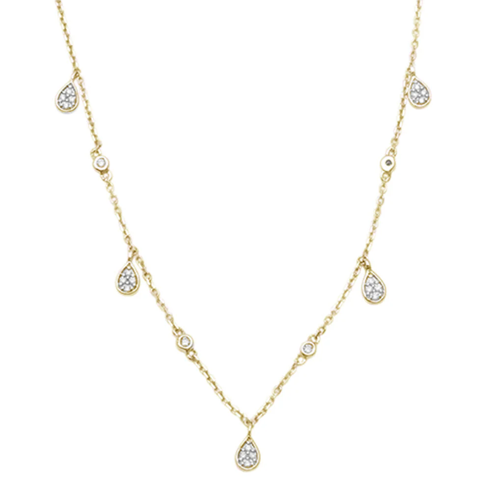 <span>DIAMOND CLOSEOUT! </span>.10ct 14kt Yellow Gold Pear Tear Drop Diamond Pendant 18" Necklace