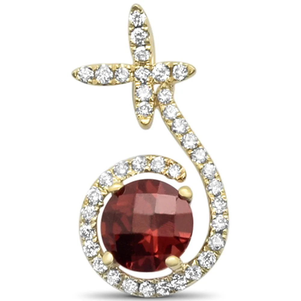 <span>DIAMOND CLOSEOUT! </span> 1.39cts 14k Yellow Gold Round Garnet & Diamond Designer Pendant