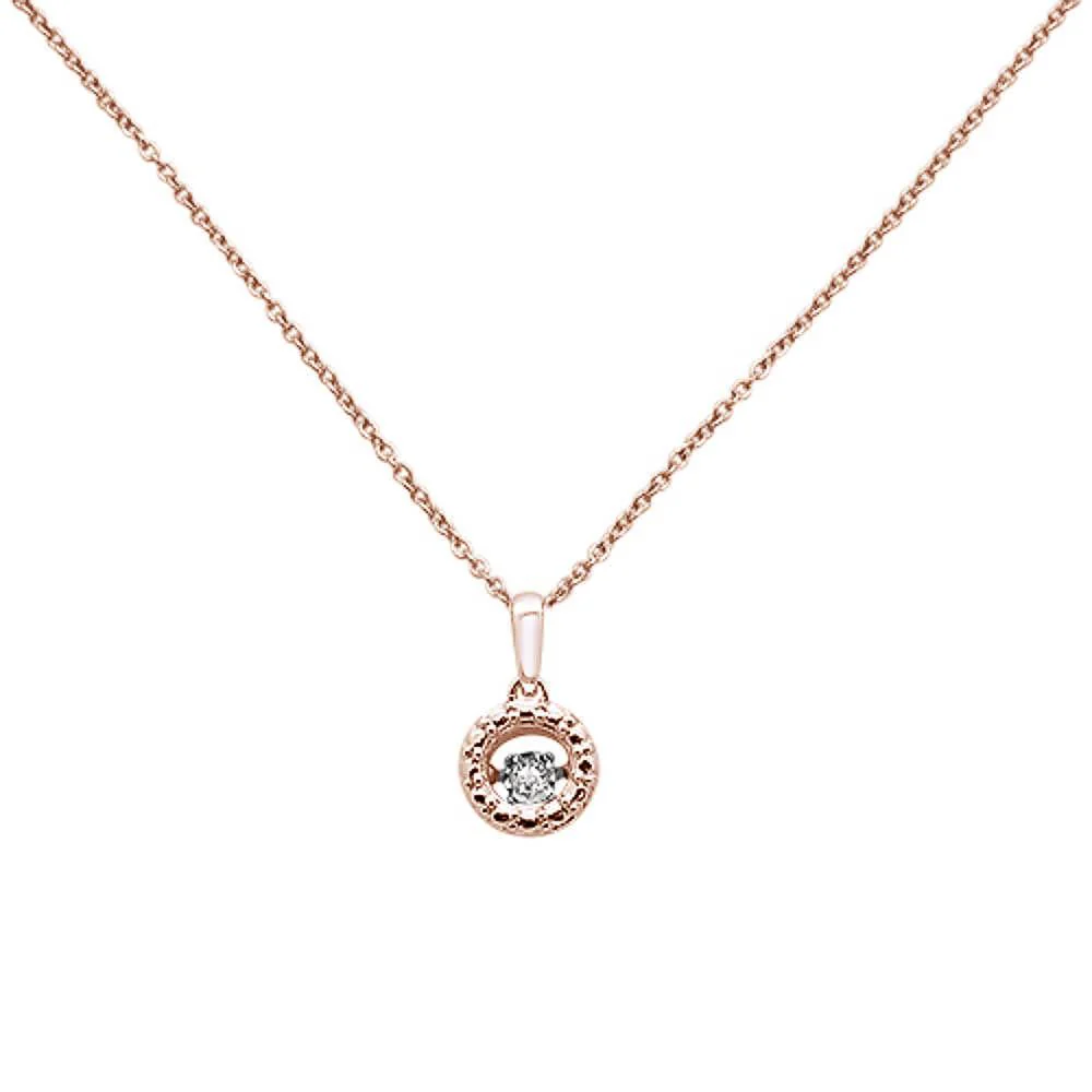 <span>DIAMOND CLOSEOUT! </span> .03ct G SI 14k Rose Gold Solitaire Dancing Diamond Pendant