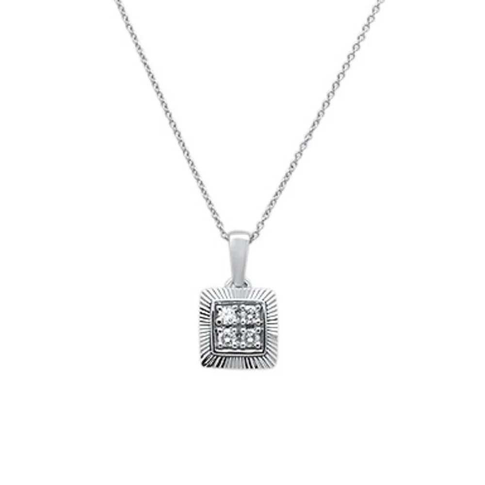 <span>DIAMOND CLOSEOUT! </span>.25ct G SI 14k White Gold Square Diamond Pendant Necklace 18" Long