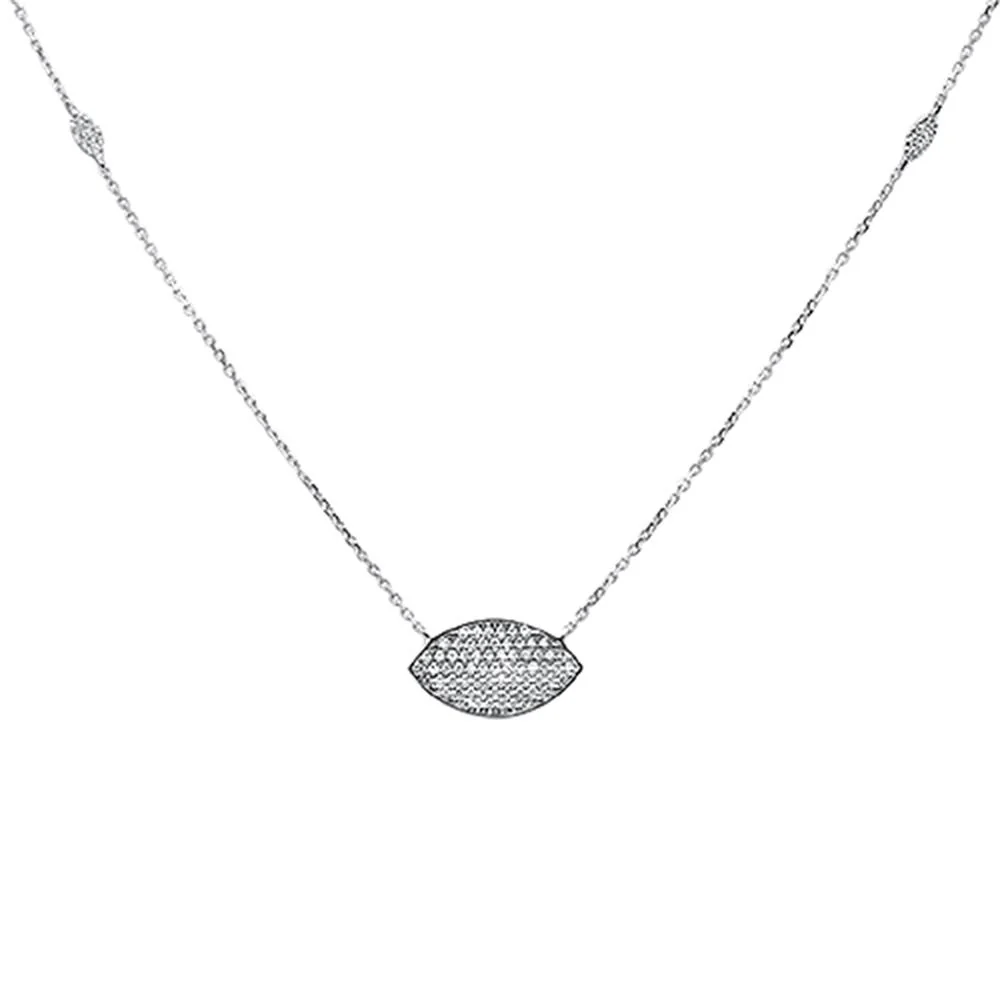 <span>DIAMOND CLOSEOUT! </span> .24ct 14k White Gold Diamond Evil Eye Hamsah Protect Pendant Necklace 18"